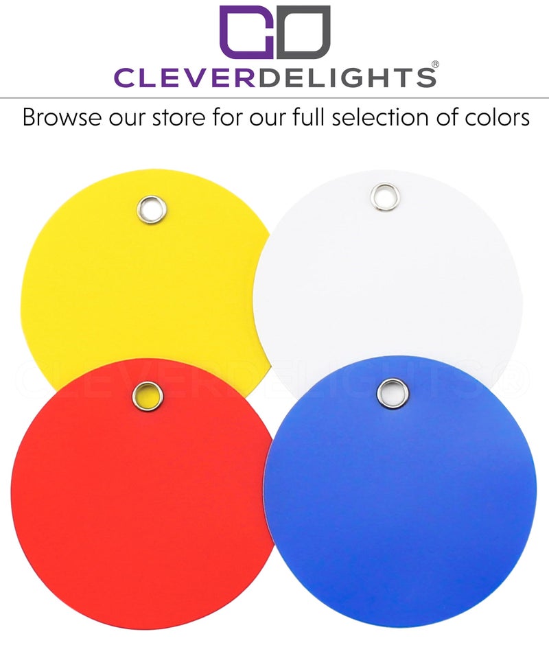 CleverDelights 2" Round Plastic Tags - 100 Pack - Waterproof Heavy Duty Tear-Resistant - 2 Inch Indoor Outdoor Durable Inventory ID Circle Tag (Yellow) - Image 2
